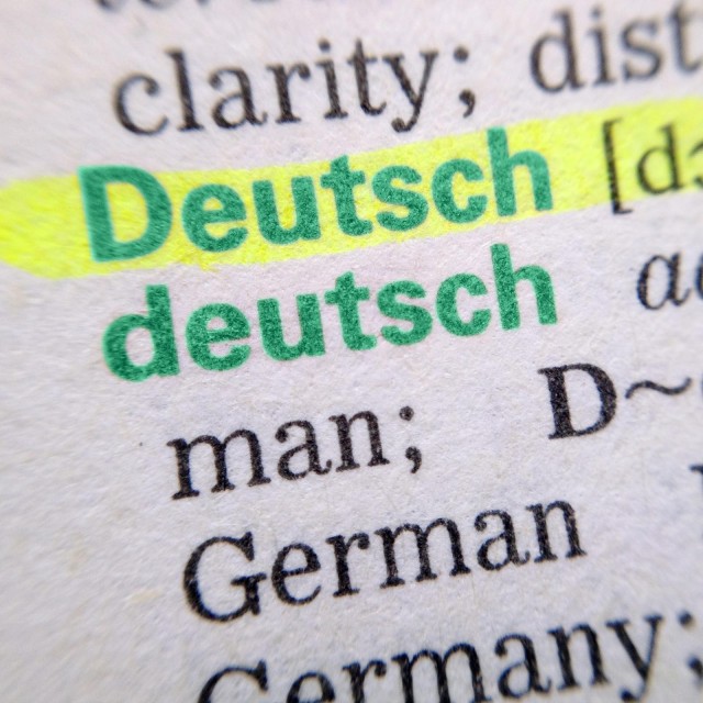 The word German highlighted in the dictionary