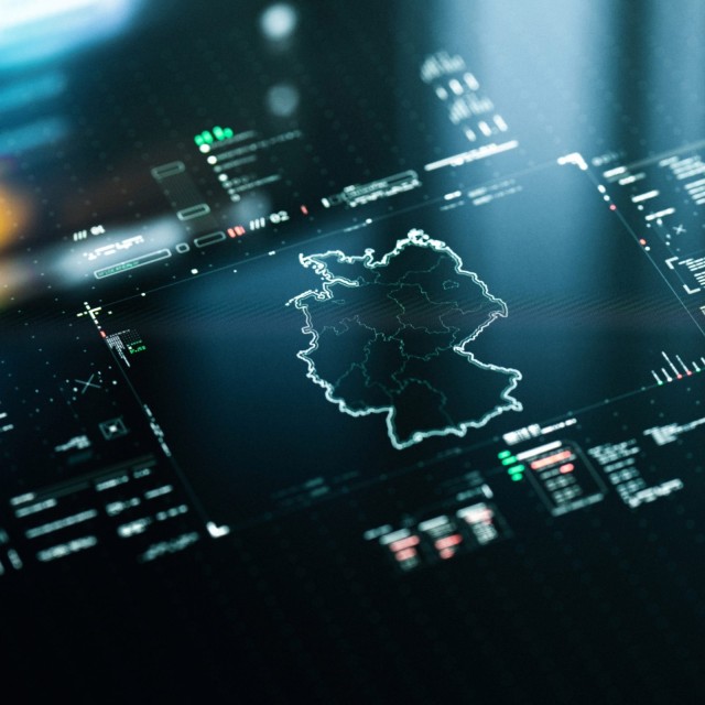 Deutschlandkarte Infografik auf digitalem Bildschirm