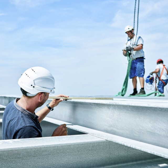 Construction workers on a construction site