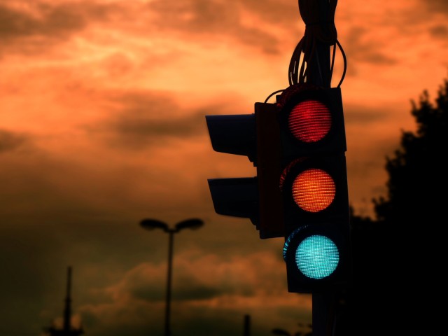 Ampel Deutschland Dämmerung Abend