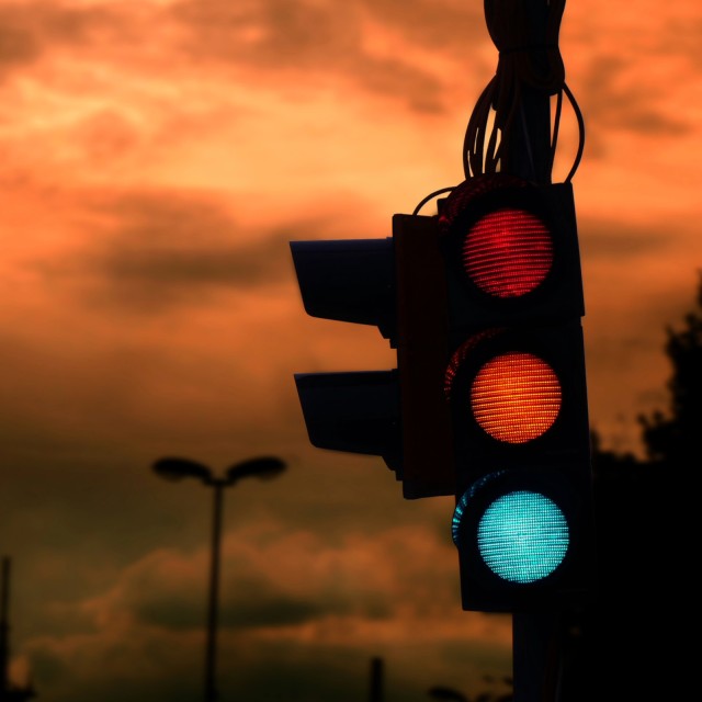 Ampel Deutschland Dämmerung Abend